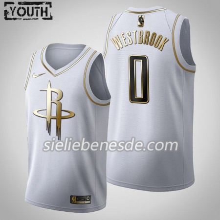 Kinder NBA Houston Rockets Trikot Russell Westbrook 0 Nike 2019-2020 Weiß Golden Edition Swingman